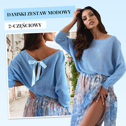 🌸 Elegancki niebieski zestaw | Top + klasyczna tiulowa spódnica