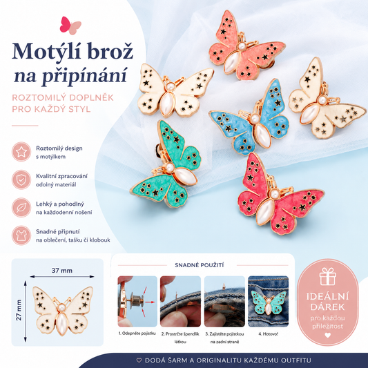 🦋 Spona na opasek ve tvaru motýla, nastavitelná bez použití nářadí
