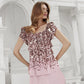 🌸Rochie de tort elegantă cu imprimare florală și gât rotund