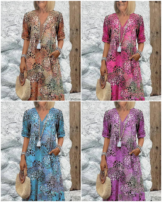 🔥Oddychająca sukienka z nadrukiem w stylu vintage