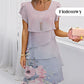 🌸Rochie de tort elegantă cu imprimare florală și gât rotund
