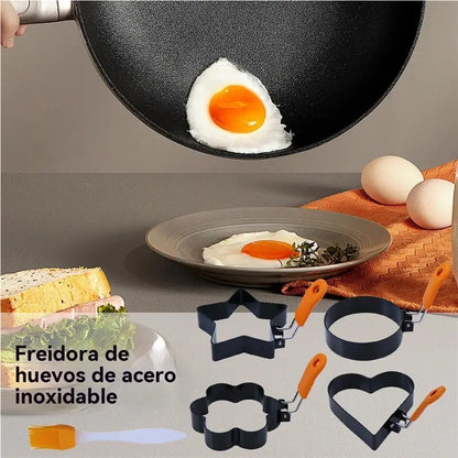 🍳Formičky na vejce | 4 ks nerezových formiček s nepřilnavým povrchem na palačinky a vejce