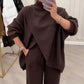 🔥 59% OFF! NEW! Women's 2-piece set – Asymmetrical sweater + wide-leg pants, relaxed fit and soft fabric, ultra comfortable 👚✨