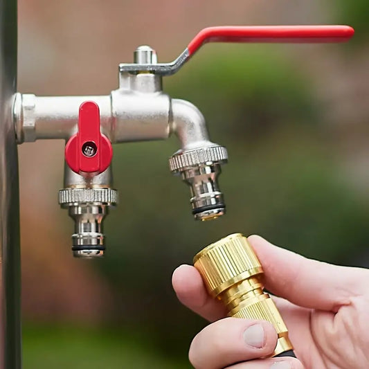 🔥🚰Универсален градински кран с два изхода, изработен от неръждаема стомана