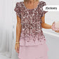 🌸Rochie de tort elegantă cu imprimare florală și gât rotund