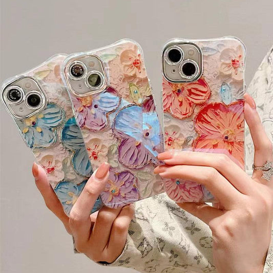 📱 ZESTAW ETUI NA TELEFON Z SERII CUTE OIL PAINTING FLOWERS DLA IPHONE'A