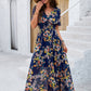 🔥👗Sukienka damska casual z dekoltem w serek i kwiatowym nadrukiem