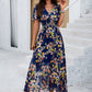 🔥👗Sukienka damska casual z dekoltem w serek i kwiatowym nadrukiem