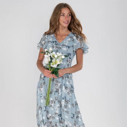 🌸Lekka sukienka maxi z krótkim rękawem w kwiaty
