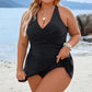 Damski jednoczęściowy kostium kąpielowy Plus Size z dekoltem w szpic