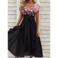 Damska letnia sukienka patchworkowa z nadrukiem V-Neck