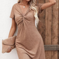 Damska sukienka z krótkim rękawem V-Neck