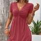 Damska sukienka z krótkim rękawem V-Neck