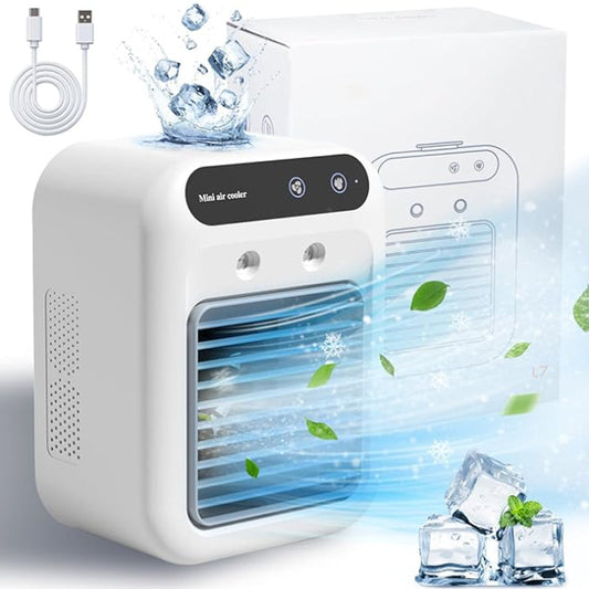 🔥Przenośny mini klimatyzator z funkcją chłodzenia i nawilżania.
