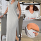 🔥👗Damska sukienka maxi z dekoltem w serek i bez rękawów