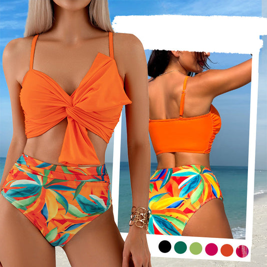 👙Damski kostium kąpielowy z wysokim stanem i wiązaną kokardką🏖️