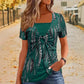 Damska koszulka z krótkim rękawem Vintage Square Neck Leopard Print