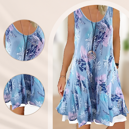 🌺Damska sukienka midi w kwiaty z patchworkowym dołem