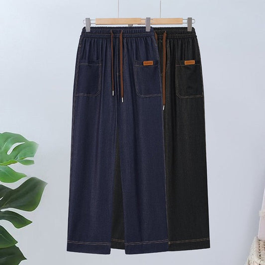 【S-XL】👖Dżinsy z wysokim stanem i prostymi nogawkami, zapinane na sznurek