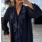 ⏰Dámská halenka s výstřihem do V, šifonová, s flitry, dlouhé rukávy🎁