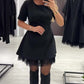 🔥Horké nabídky – Dámské minišaty s krátkými rukávy a třpytivou krajkovou výzdobou | Elegantní a třpytivé