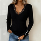 Dámské krajkové topy s výstřihem do V a žebrovaným úpletem