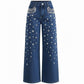 Elegant Embellished Denim Pants for Women