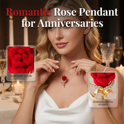 💕🌹 Elegantní náhrdelník s přívěskem v podobě červené růže