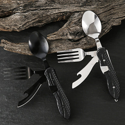 🍴 Časová sleva 50%! Skládací 4v1 jídelní sada z nerezové oceli ⛰️