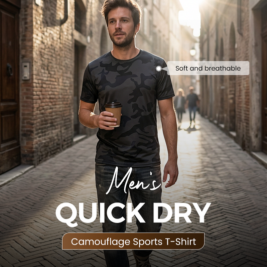 🔥 Letzter Tag! 50% Rabatt Herren Quick Dry Camouflage Sport T-Shirt 🌿 Atmungsaktiv & leicht für Fitness, Outdoor & Alltag
